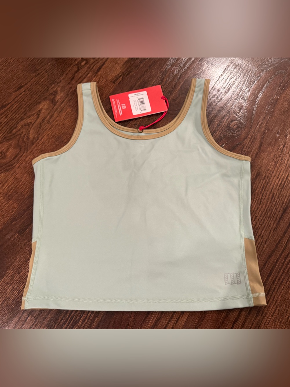 NWT Topo Designs All Day Trail Tank Cropped Tank, Ash Green, Size Medium